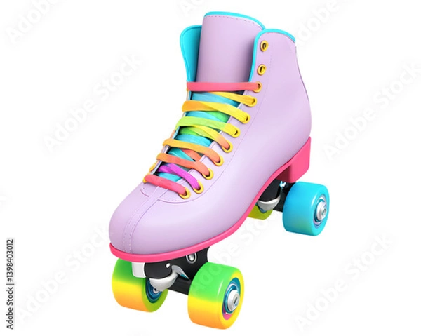 Obraz Vibrant Retro Roller Skate Illustration, A Nostalgic Blend of Pastel Hues and Classic Design, Perfect for Sport and Leisure Enthusiasts with a Touch of Whimsical Charm