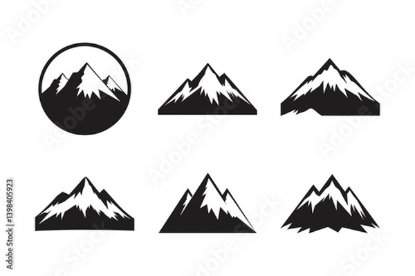 Obraz snow capped mountain scene vector art silhouette