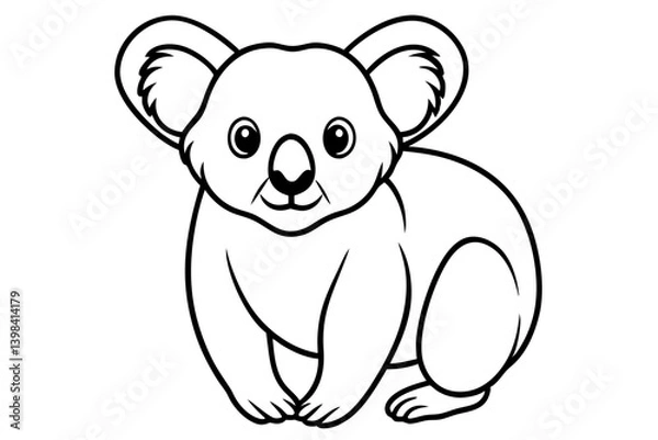 Fototapeta Minimalist Koala Line Art Vector on White Background