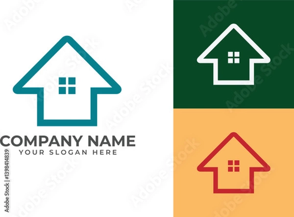 Fototapeta house arrow abstract construction logo, arrow home with vector file