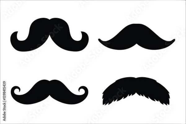 Obraz mustache silhouette vector set, moustache icon collection