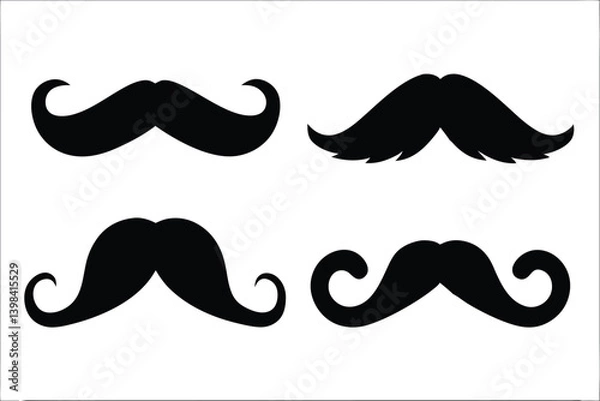 Obraz mustache silhouette vector set, moustache icon collection
