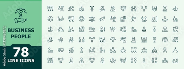 Fototapeta Business People line icon. Contains related to human, person, team, management, people, resource and more. Icons for website. Man icon set. Pixel perfect. Minimal editable stroke.