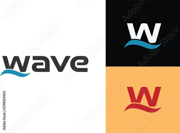 Fototapeta water wave spiral letter w vector logo icon with vector file