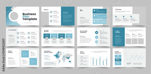 Fototapeta Business Plan Presentation Template, Business Plan Design, PowerPoint Business Plan Slide Presentation.