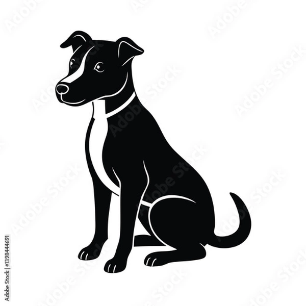 Fototapeta dog sitting pose vector art silhouette