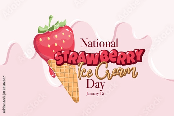 Fototapeta vector graphic of national strawberry ice cream day, national ice cream day celebration. flat design. flyer flat illustration.