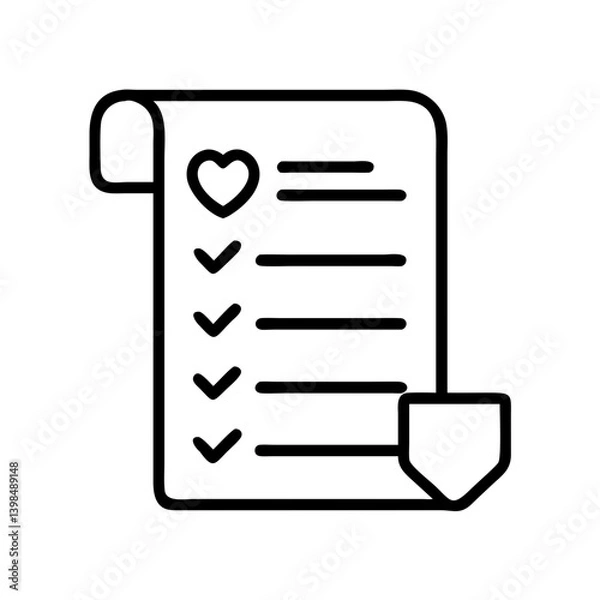 Fototapeta Checklist with heart icon vector, task list, to do list, project management, planning icon