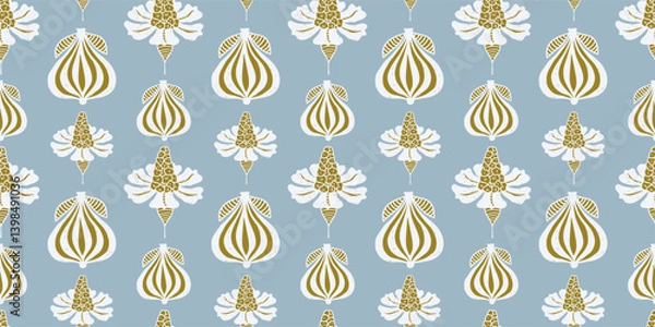 Fototapeta Seamless pattern of decorative floral vintage design elements, vector background, paper, fabric, wallpaper, textile