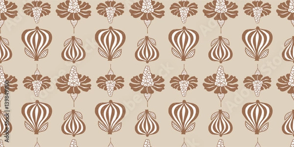 Obraz Seamless pattern of decorative floral retro design elements, vector background, paper, fabric, wallpaper, textile