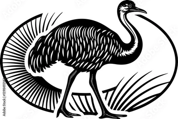 Fototapeta Elegant and minimalist line art bird vector illustration featuring graceful outlines and modern simplicity. Ideal for use in branding, nature-themed designs, tattoos, posters, greeting cards, and digi