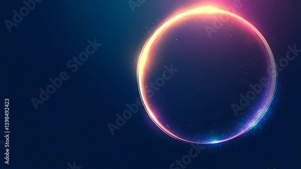 Fototapeta Abstract circle, vibrant colors, dark space