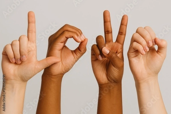 Obraz Diverse Hands Signing LOVE