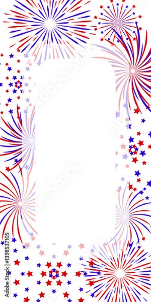 Fototapeta Fireworks rectangular banner template with space for text - background for holiday design