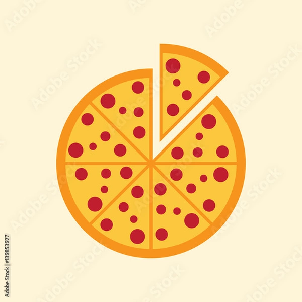 Obraz Simple flat pizza icon, colored