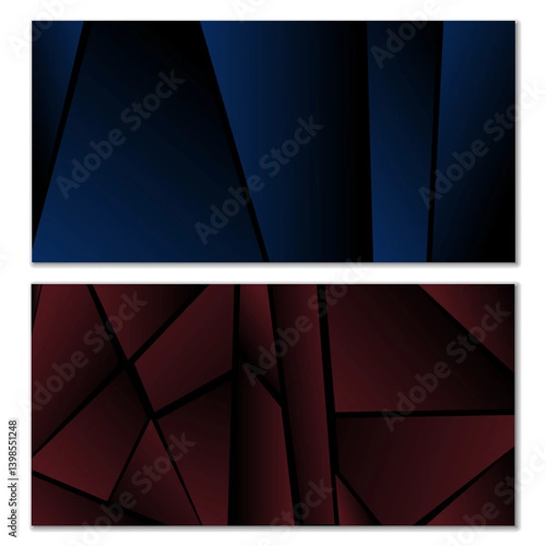 Obraz Abstract polygonal pattern. Set of two dark gradient polygonal backgrounds. Background design, cover, postcard, banner, wallpaper