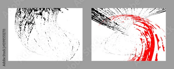 Obraz Strokes of black and red paint on a white background. Set of two templates. Graffiti element. Design template for the design of banners, posters, booklets, covers, magazines. EPS 10