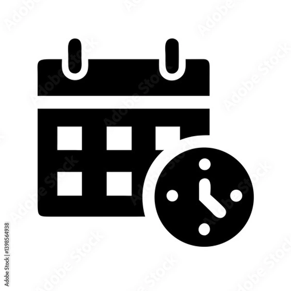 Fototapeta calendar clock  vector flat icon