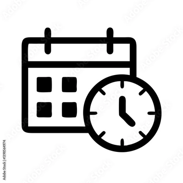 Fototapeta calendar clock  vector flat icon