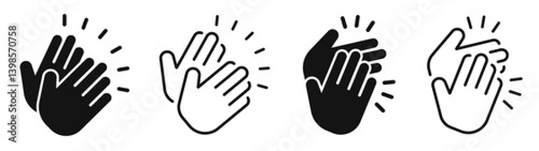 Obraz Applause flat and line icons set. Clapping hands symbol. Vector illustration