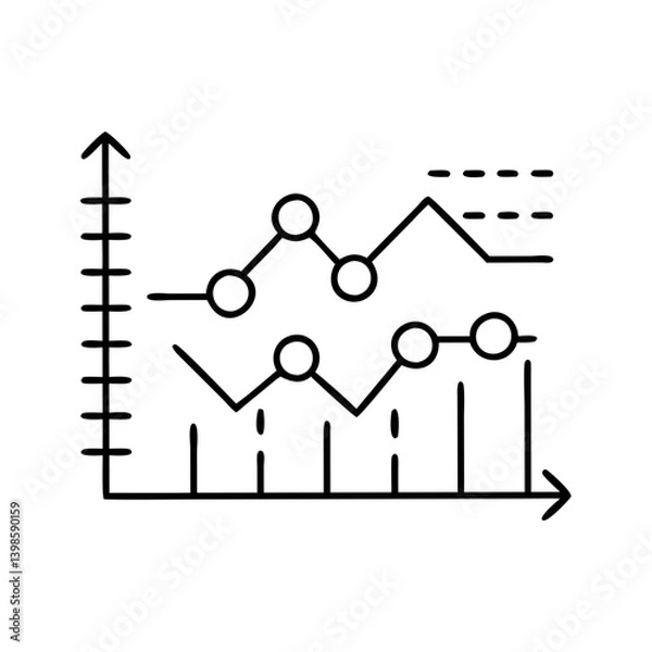 Fototapeta Hand drawn graph chart showing data analysis and business growth presentation