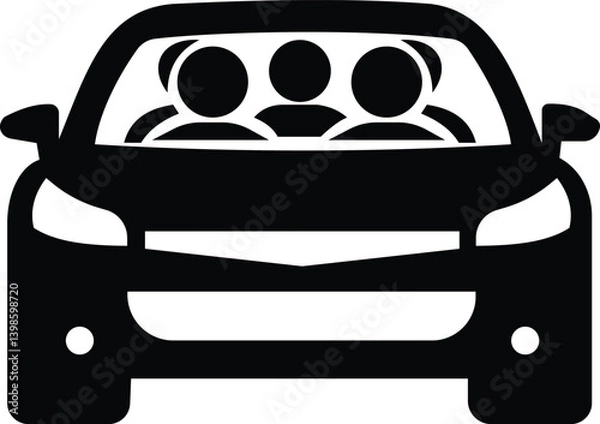 Fototapeta  carpooling icon. isolated on white background. car icon. black design