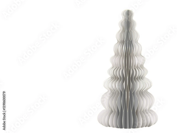 Fototapeta New trend honeycomb Christmas tree in off-white. Isolated against a transparent background. 3D effect.