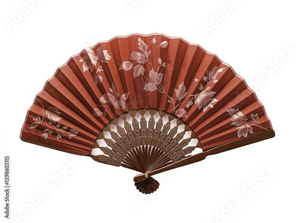 Obraz a red fan with white designs