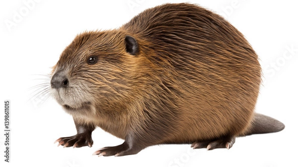 Obraz A brown beaver isolated on white or transparent background, png clipart