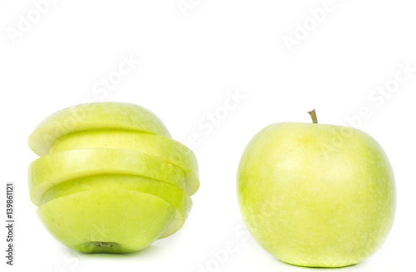 Obraz green Apple on white