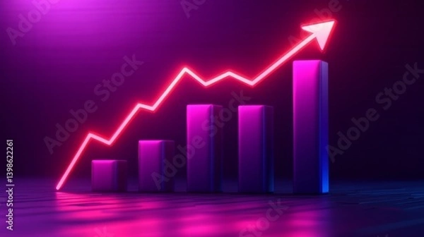 Fototapeta 2026 Business Growth Chart: High-Tech Metrics Display with Glowing 2026 in a Modern Office - Ideal Stock Photo Concept with Room for Text