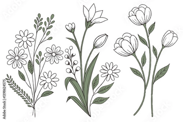 Obraz Set of flower vector