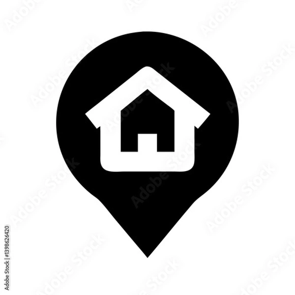 Obraz map marker home glyph  vector flat icon