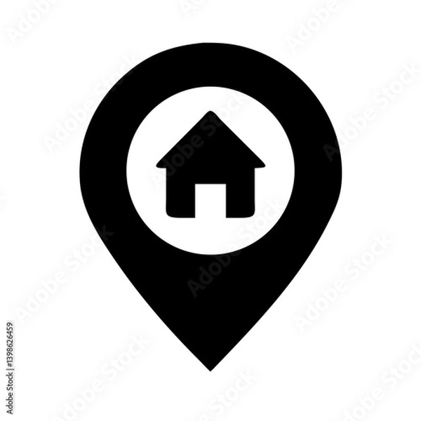 Obraz map marker home glyph  vector flat icon