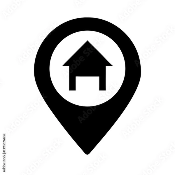 Obraz map marker home glyph  vector flat icon