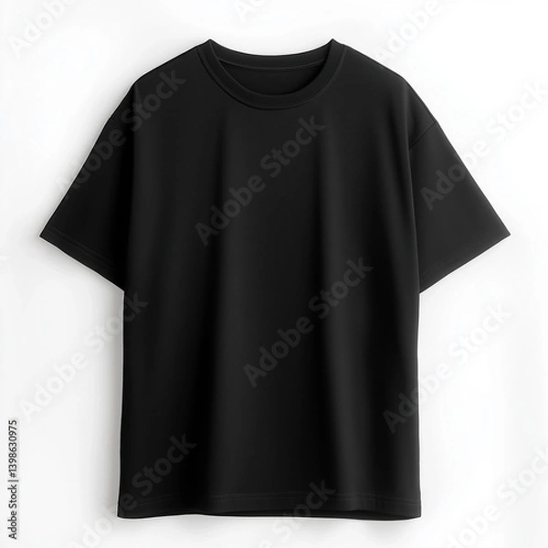 Obraz Black oversize t-shirt mockup casual fashion staple isolated on white background