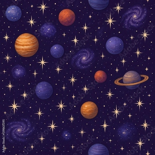 Obraz Galaxy stars and planets pattern 