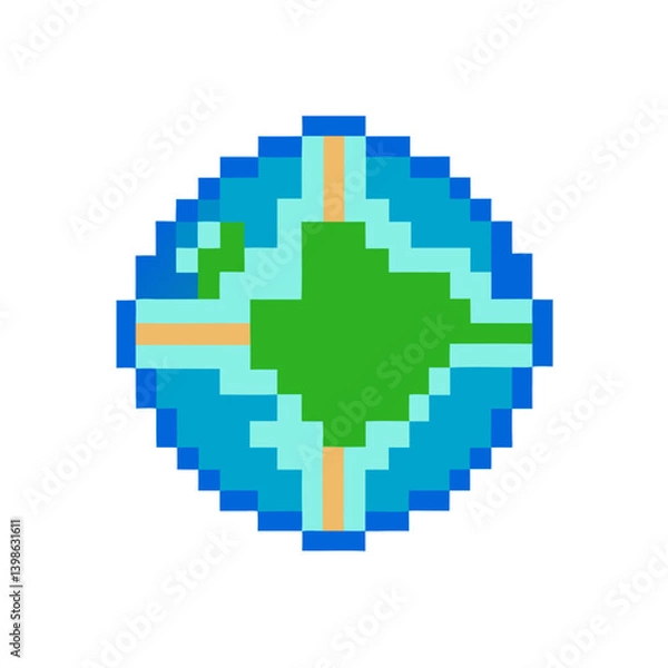 Fototapeta Pixel Global Logo Design with Digital World Concept on White Background