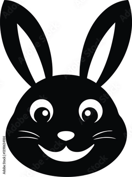 Fototapeta Smiling bunny face vector icon silhouette.Easter vector icon