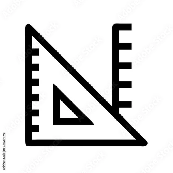 Fototapeta ruler triangle  vector flat icon