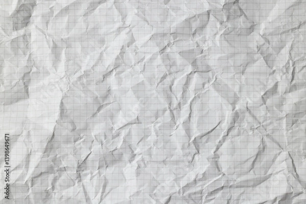 Obraz white crumpled wrinkled checkered paper sheet
