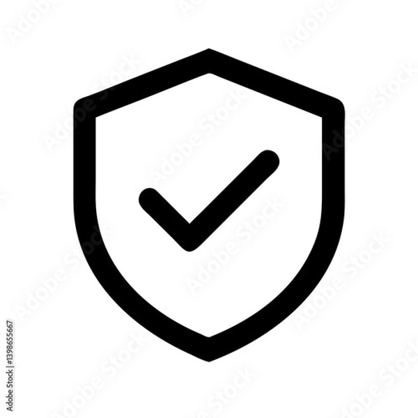 Fototapeta shield check  vector flat icon