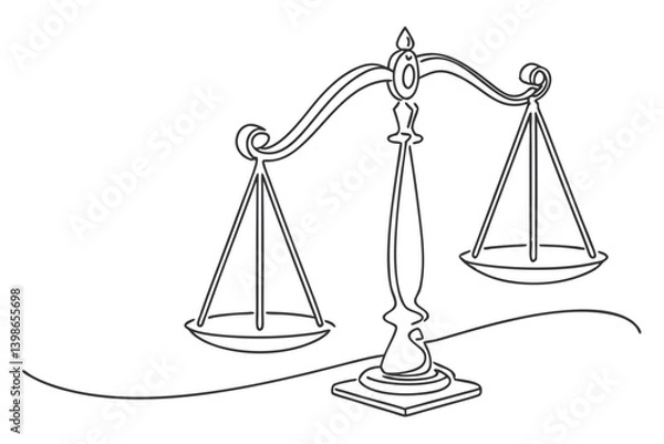Obraz Law balance scale line drawing