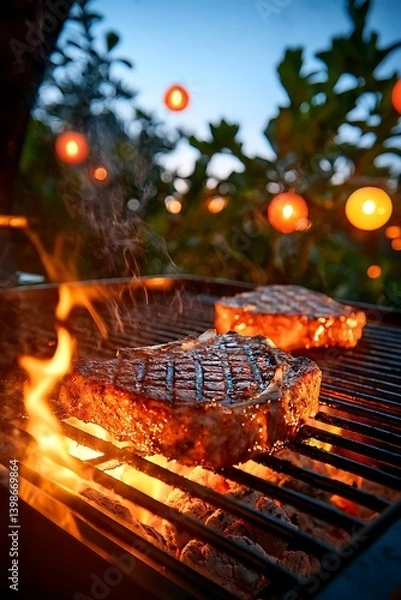 Obraz Grilled Steak Backyard BBQ