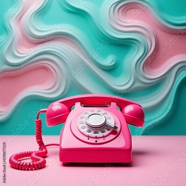 Obraz red retro telephone