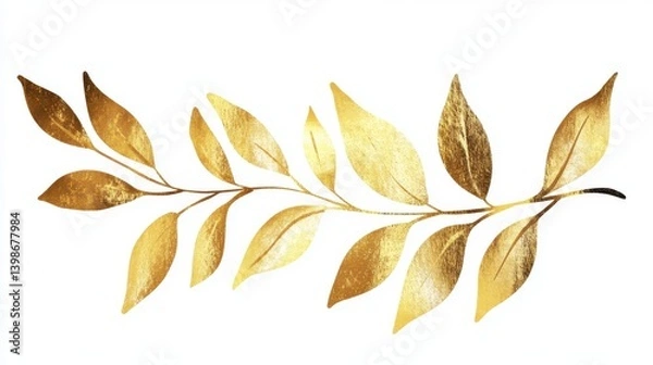 Obraz gold laurel leaf vector png.