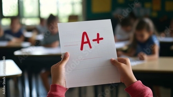 Fototapeta A+ Achievement Celebration: Inspiring Student Success and Motivation in an Educational Classroom Environment