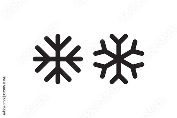Fototapeta Snowflake icon set for winter and cold themes vector