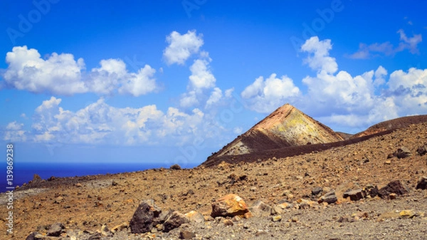 Fototapeta Panoramic view of volcano crater on Vulcano island, Sicily