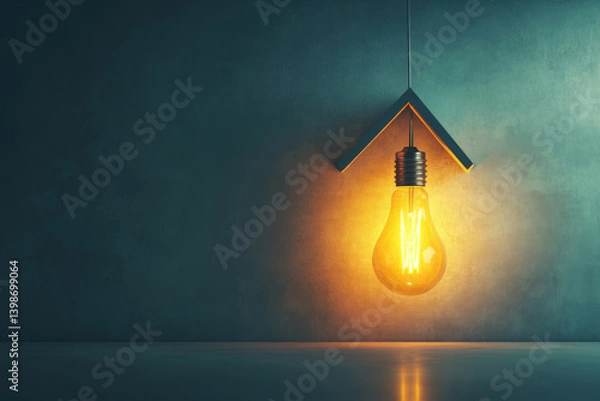 Fototapeta House Design with Illuminated Light Bulb Inside minimalism